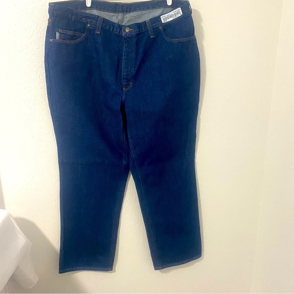 Carhartt Relaxed Fit Straight Men's 42 x 30 Dark Wash Denim Blue Jeans Zip